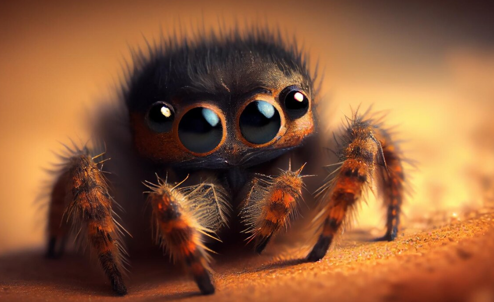 physical features of tarantulas, including their hairy bodies, multiple eyes, and fangs