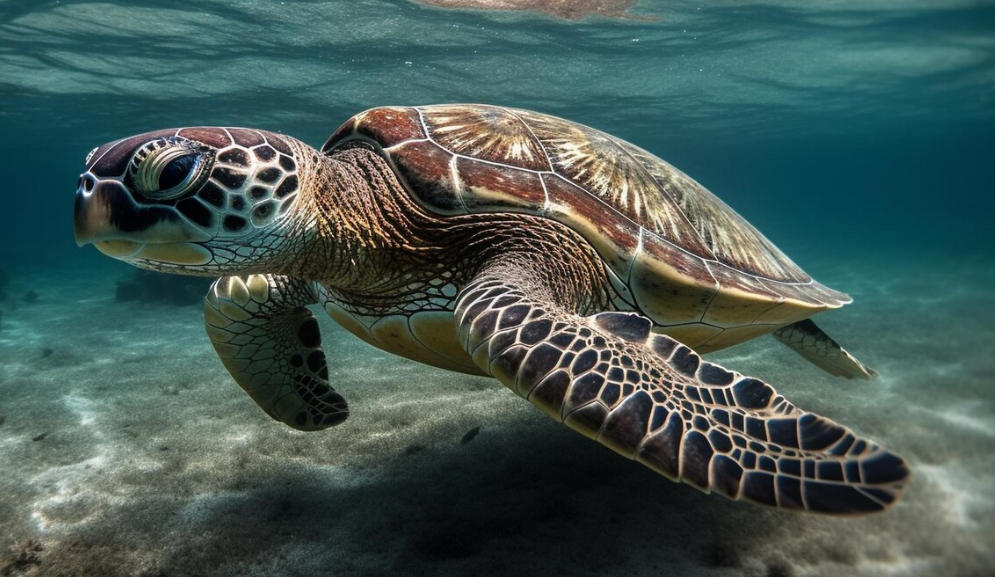 life cycle of turtles, from hatching out of eggs to reaching adulthood.